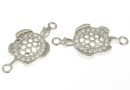 Link, turtle, rhodium-plated 925 silver, 20mm - x1