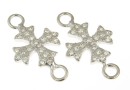 Link, cross, rhodium-plated 925 silver, 18mm - x1