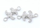 Link floare de crin, argint 925 placat cu rodiu, 17.5mm - x1