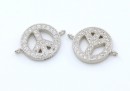 Link flower power, argint 925 placat cu rodiu, 14mm - x1