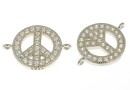 Link, flower power, rhodium-plated 925 silver, 14mm - x1