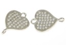 Link, heart, rhodium-plated 925 silver, 14mm - x1