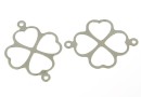 Link, clover, rhodium-plated 925 silver, 21mm - x1
