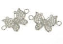Link, butterfly, rhodium-plated 925 silver, 19mm - x1