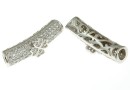 Decorative spacer, tube, rhodium-plated 925 silver, 23mm - x1