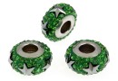 Swarovski, becharmed pave dark moss green, 13.5mm - x1