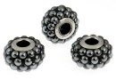 Swarovski, becharmed pave jet hematite, 15mm - x1