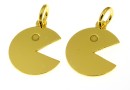 Pendant, pac-man gold-plated 925 silver, 18mm  - x1