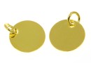 Coin, charm, gold-plated 925 silver, 10mm - x1