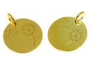 Pendant, dandelion coin, gold-plated 925 silver, 14mm  - x1