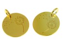 Pendant, dandelion coin, gold-plated 925 silver, 14mm  - x1