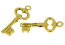 Pendant, key, gold-plated 925 silver, patina, 23mm  - x1