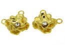 Link, rose, crystal gold-plated 925 silver, 12.5mm - x1