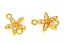 Link, crystal flowers, gold-plated 925 silver, 9.5mm - x1