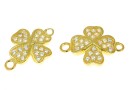 Link, clover, crystals, gold-plated 925 silver, 14mm - x1