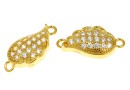 Link, wing crystals, gold-plated 925 silver, 13mm - x1