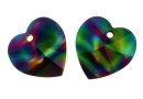 Swarovski, pandantiv inima,  rainbow dark, 10mm - x2