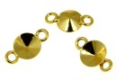 Link, base, gold-plated 925 silver, rivoli 6mm - x2