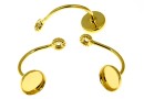 Earring extension, gold-plated 925 silver rod, round cabochon 6mm - 1pair