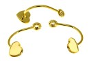 Earring extension, gold-plated 925 silver rod, heart, cabochon 6mm - 1pair