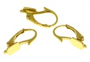 Earring findings, click and tray, gold-plated 925 silver,17mm - x1pair