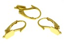 Earring findings, click and tray, gold-plated 925 silver,17mm - x1pair