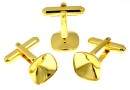 Cufflink base, gold-plated 925 silver, Swarovski 4470 and 4461 12mm - x1pair