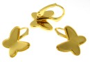 Earring findings, gold-plated 925 silver, butterfly cabochon 12mm - x1pair