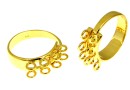 Ring base, gold-plated 925 silver, 8 loops, adjustable, - x1