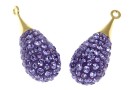Swarovski, pand. pave placat cu aur, tanzanite, 14mm - x1