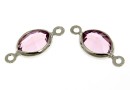 Swarovski, rhodium-plated link, oval, light amethyst, 15mm - x2