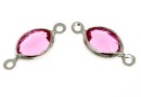 Swarovski, rhodium-plated link, oval, rose, 15mm - x2