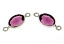 Swarovski, rhodium-plated link, oval, amethyst, 15mm - x2