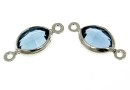 Swarovski, rhodium-plated link, oval, denim blue, 15mm - x2