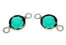 Swarovski, link pl. cu rodiu, disc, emerald, 12mm - x4