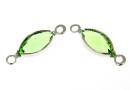 Swarovski, rhodium-plated link, navette, peridot, 16.5mm - x2