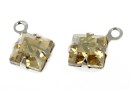 Swarovski, rhodium-plated charm, square, golden shadow, 11x8mm - x2