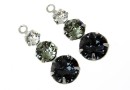 Swarovski, pandantiv pl. cu rodiu, Night beauty, 24mm - x2