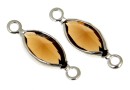 Swarovski, rhodium-plated link, navette, smoked topaz, 16.5mm - x2