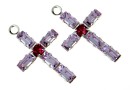 Swarovski, pand. pl. rodiu, cruce,violet, 19mm - x1