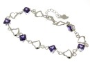 Bratara, argint 925 placat cu rodiu, cristal ametist, 17+4cm  - x1