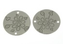 Link banut floral, argint 925 placat cu rodiu, 15mm - x1