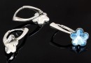 Earring findings, rhodium-plated 925 silver, Swarovski flower 10mm - x1pair