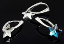 Earring findings,  rhodium plated 925 silver, 10mm star - x1pair