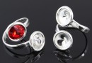 Ring base, rhodium-plated 925 silver, 2 Swarovski rivoli 8-8mm - x1