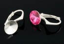 Earring findings, rhodium-plated 925 silver, rivoli 8mm - x1pair