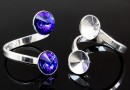 Ring border base, 925 silver, 2 Swarovski rivoli, 10-10mm - x1