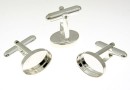 Cufflink base, 925 silver, for cabochon 14x10mm - x1 pair