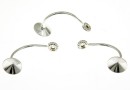 Earring extension, 925 silver rod, rivoli 6mm - 1pair