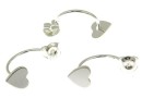 Earring extension, 925 silver rod, heart, cabochon 6mm - 1pair